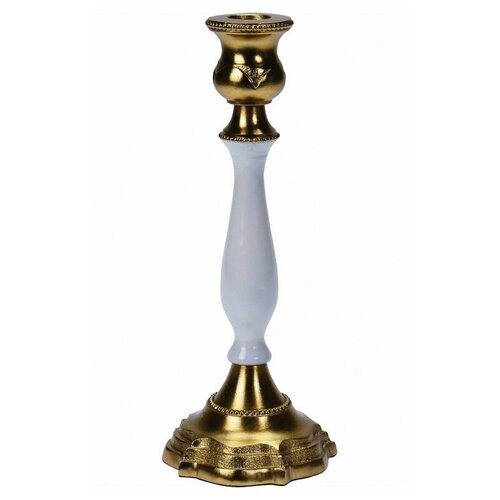 Канделябр мальмезон, на одну свечу, белый с золотым, 23 см, Koopman International A98006300