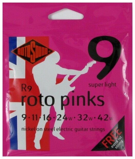 Струны для электрогитары Rotosound Roto Pinks R9 9-42