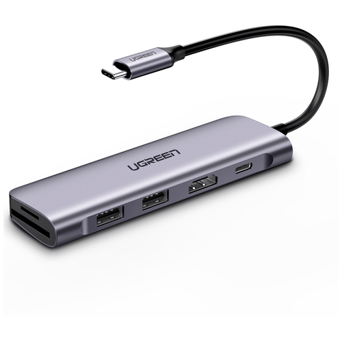 Хаб Ugreen 6 в 1, HDMI, 2 x USB 3.0, SD/TF, PD (70411)