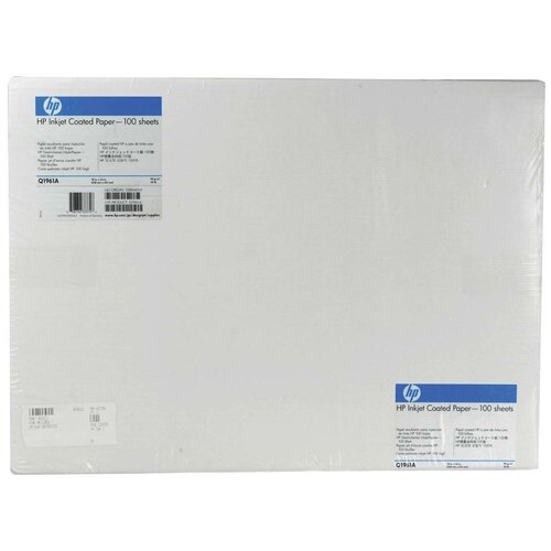 HP Бумага с покрытием HP Q1961A Coated Paper SMP, лист A2+ 18x24 457 мм x 0.61 м, 90 г/м2 100 стр hp бумага с покрытием hp c6568b coated paper рулон b0 54 1372 мм x 45 м 90 г м2 втулка 2 50 8 мм