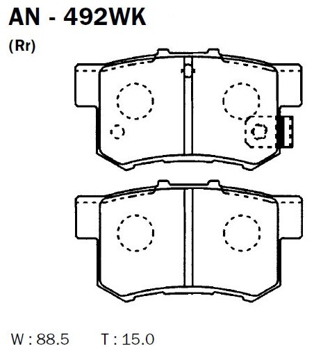 AN492WK AKEBONO Колодки тормозные дисковые задние подходят для HONDA ACCORD VII, CIVIC VIII (FD1, FD2), SUZUKI SX4 AN-492WK