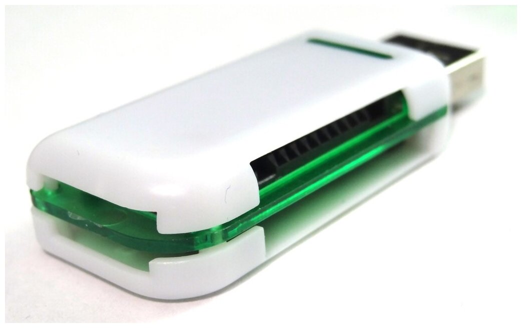 Адаптер USB 2.0, кардридер SD, microSD и тд зеленый