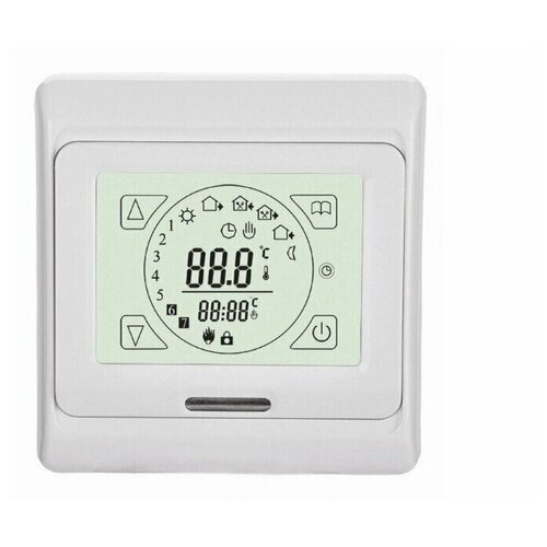 Терморегулятор для теплого пола Varmel E 91.716, сенсорный программируемый термостат с термодатчиком 3600 Вт, белый