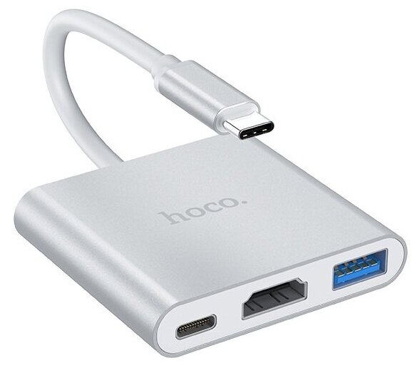 Хаб Type-C Hoco HB14 Easy серый USB3.0 HDMI Type-C PD