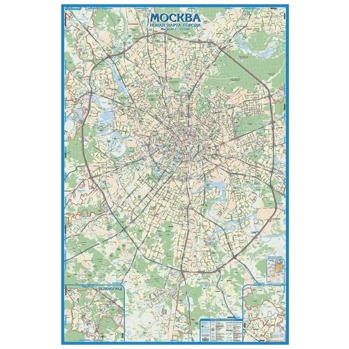 Настенная авто карта Москвы 1600x1070 мм