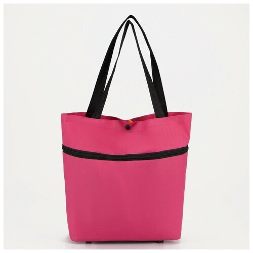 фото Сумка хозяйственная складная на 2х колёсах, на кнопке, цвет малиновый нет бренда