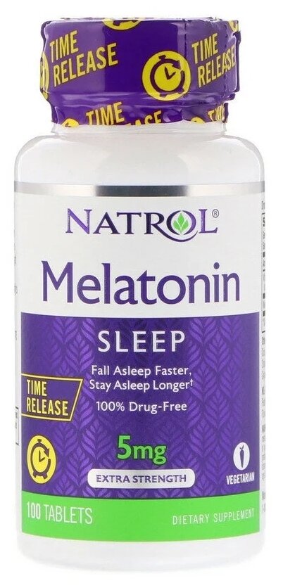 Melatonin Time Release таб., 5 мг, 100 г, 100 шт., 1 уп.