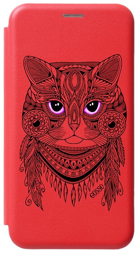 Чехол-книжка Book Art Jack для Samsung Galaxy S21 с принтом "Grand Cat" красный