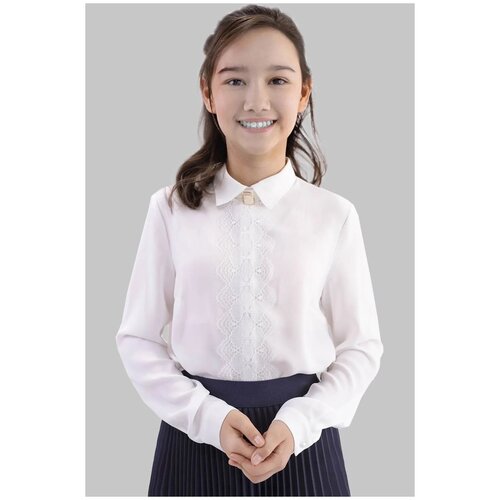 Школьная блуза Deloras, размер 146, бежевый, белый