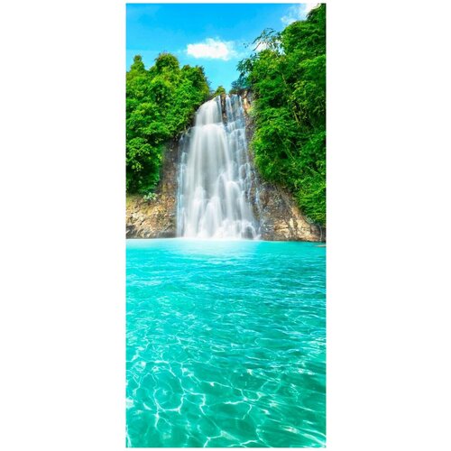 Самоклеящиеся фотообои Водопад в лесу размер 90x200 см эффект черно-белый 1928₽