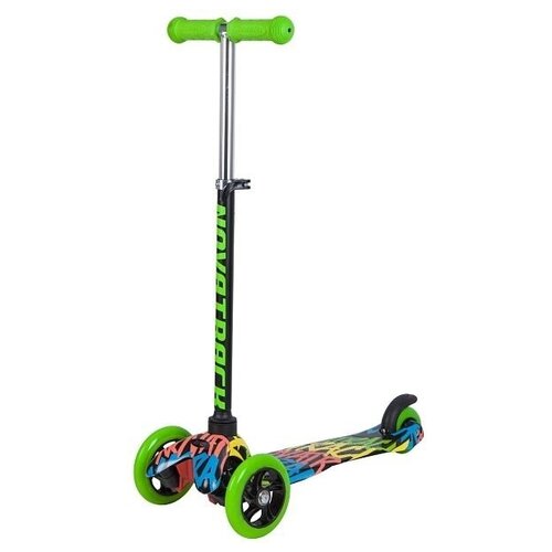фото Самокат novatrack disco-kids, детский, max 25кг, неоновый ной дизайн, чёрный