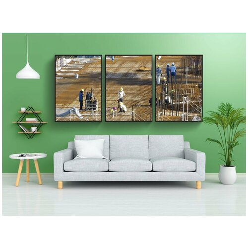 фото Набор модулных постеров для интерьера "строительство, сайт, строительство здания" 60x90 см. в тубусе, без рамки lotsprints