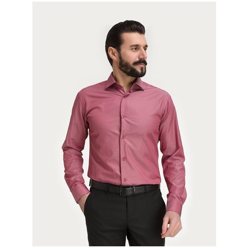 фото Рубашка мужская длинный рукав greg 611/139/50013/z/1p_gb, полуприталенный силуэт / regular fit, цвет красный, рост 174-184, размер ворота 39