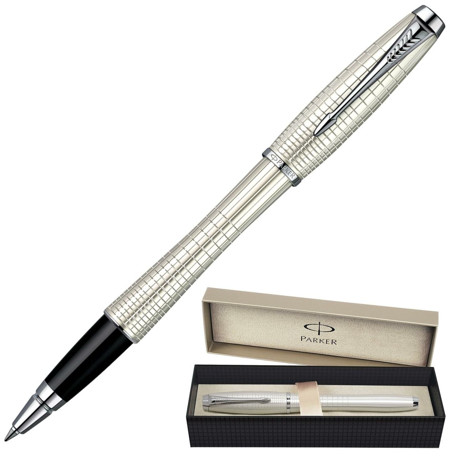 Ручка-роллер Parker "Urban.Premium" черная, 0,8мм, корпус белый жемчуг