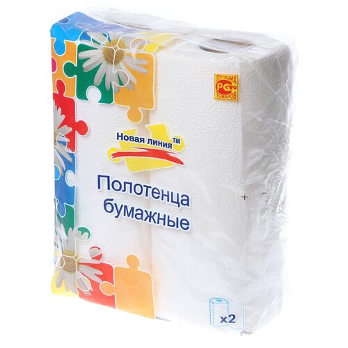 Бумажные полотенца 1-слойные New Line белые, 2 шт