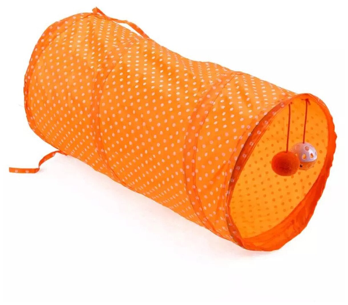 Тоннель для кошек "Чистый котик" оранжевый 50см, с мячиками со звуком - фотография № 1
