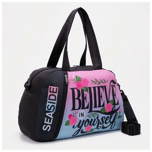 фото Сумка спортивная, отдел на молнии, наружный карман, длинный ремень, цвет чёрный sacvoyage