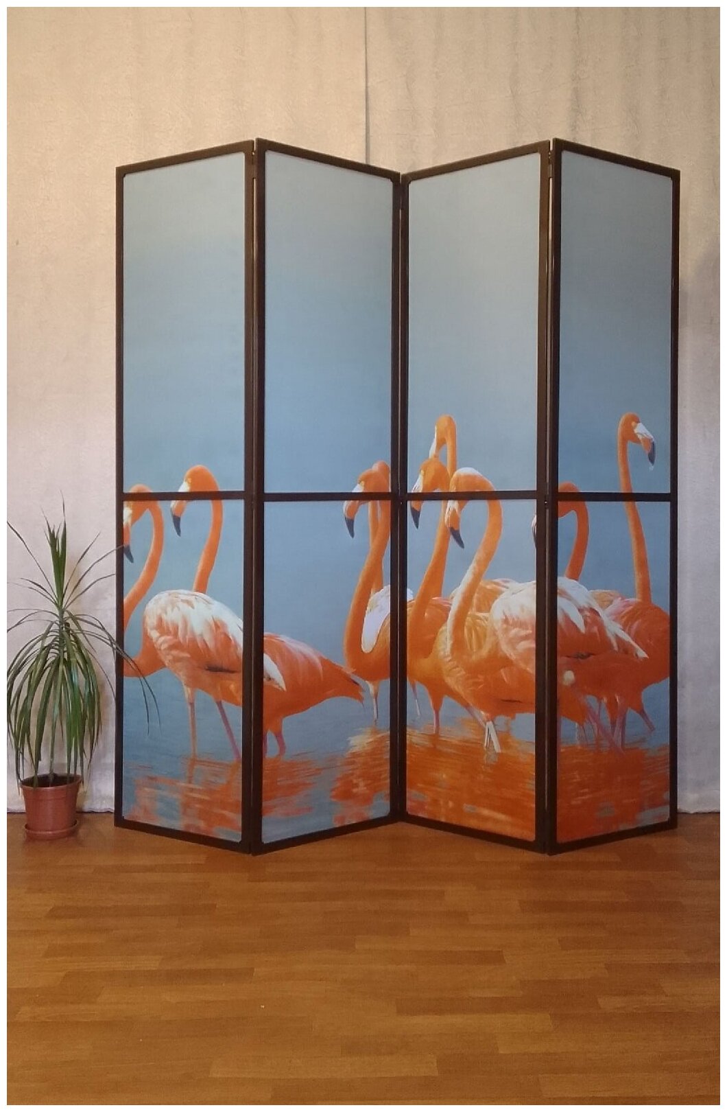 Ширма перегородка "Фламинго" на 4 створки 175х188см - фотография № 1
