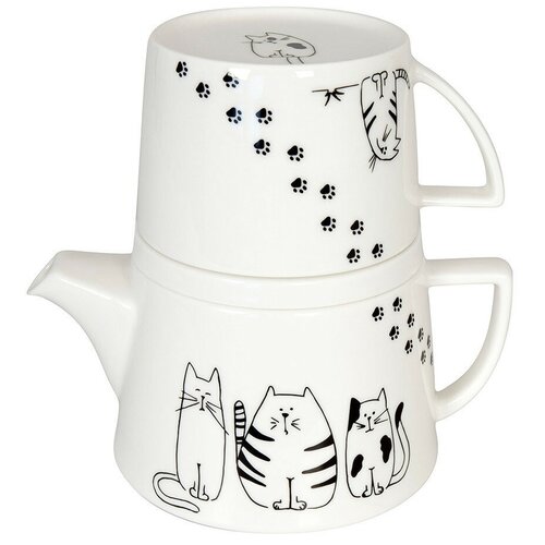 Чайник заварочный + кружка + подставка Размеры: 13,3*10*7 см, 10,5*10,5*1,5 см, 12,5*17,7*98,5 см Konitz