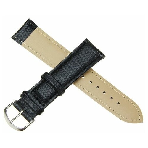 фото Ооо ск ремешок для часов, ширина 20 мм, длина 20 см, экокожа, фактура жатка, черный,