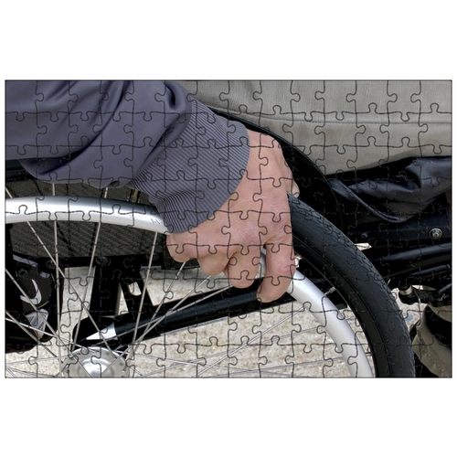 фото Магнитный пазл 27x18см."инвалидное кресло, отключен, кто- то с ограниченной подвижностью" на холодильник lotsprints