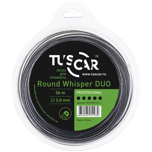 леска для триммера round duo professional 2 7 мм 12м tuscar 10112527 12 1 Леска (корд) TUSCAR Round Whisper DUO Professional 3 мм 56 м 3 мм