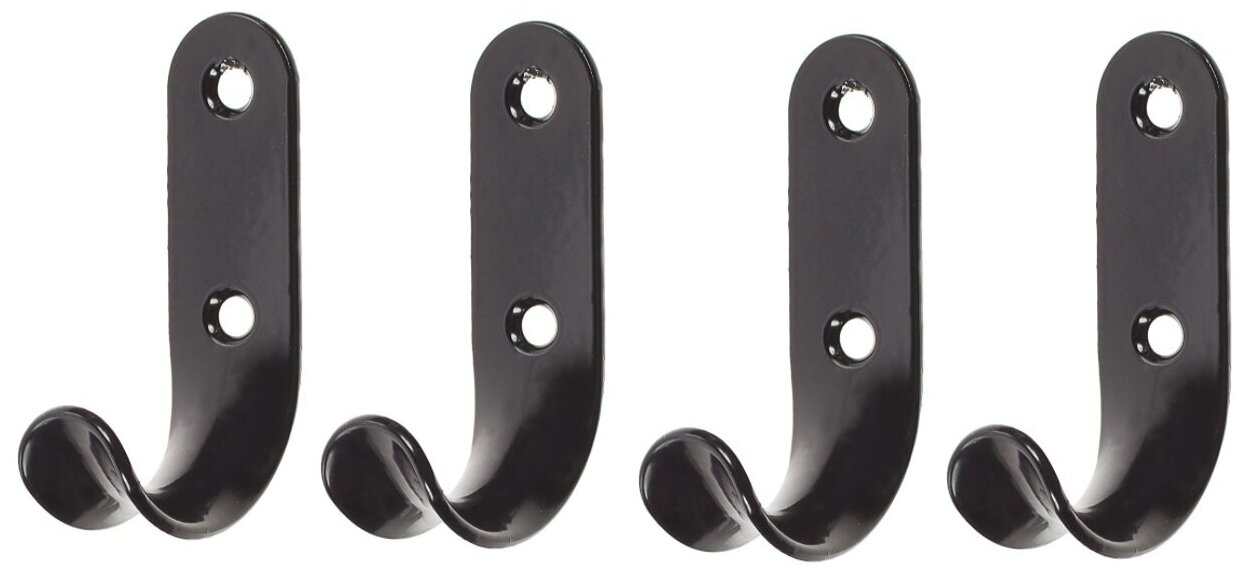 фото Крючок одинарный УФ 4 шт, цвет чёрный