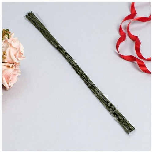 Флористическая проволока в бумажной оплётке Зелёная длина 40 см 07 мм набор 30 шт 428₽