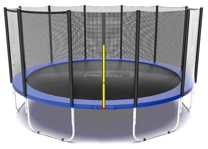Батут ONLITOP, d=427 см, с сеткой высотой 173 см + лестница, цвет синий