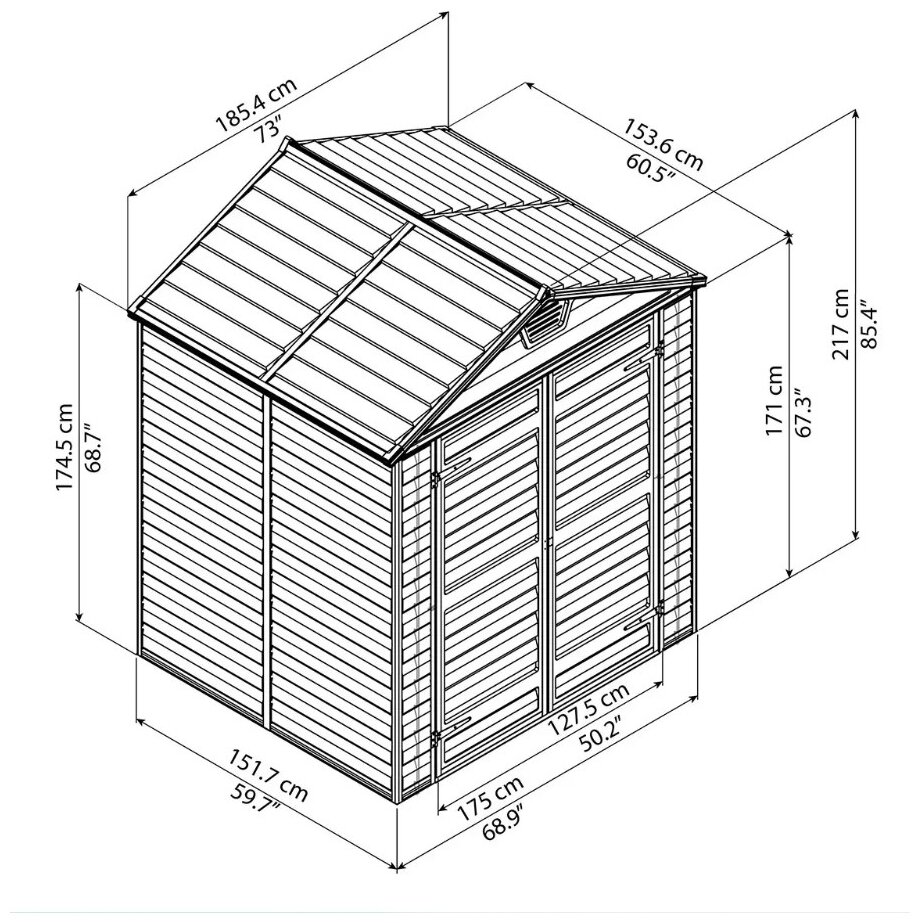 Хоз.блок Palram SKYLIGHT SHED 6*5 (серый) (702395) - фотография № 6