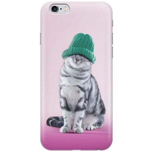 фото Gosso ультратонкий силиконовый чехол-накладка для apple iphone 6s / 6 с принтом "кот в зеленой шапке"