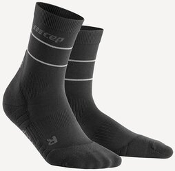 Функциональные укороченные гольфы CEP REFLECTIVE для бега CEP Reflective Crew Socks C103R Черный IV C103RW-5