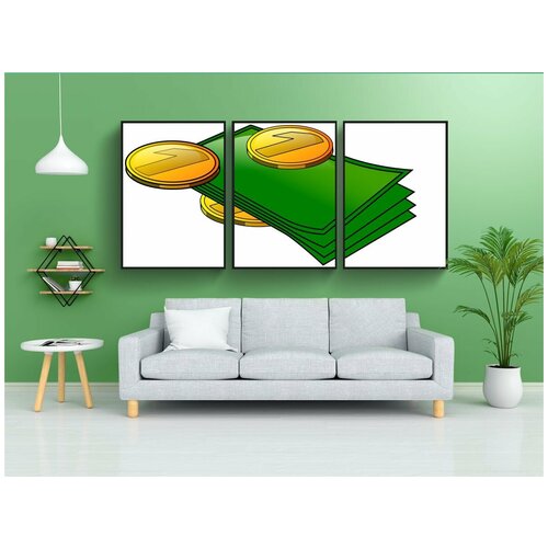 фото Набор модулных постеров для интерьера "деньги, монеты, складывание" 60x90 см. в тубусе, без рамки lotsprints