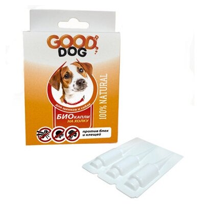 Good Dog Антипаразитарные БИО капли для Щенков и Собак от блох и клещей (3пипетки*2мл) FG11103