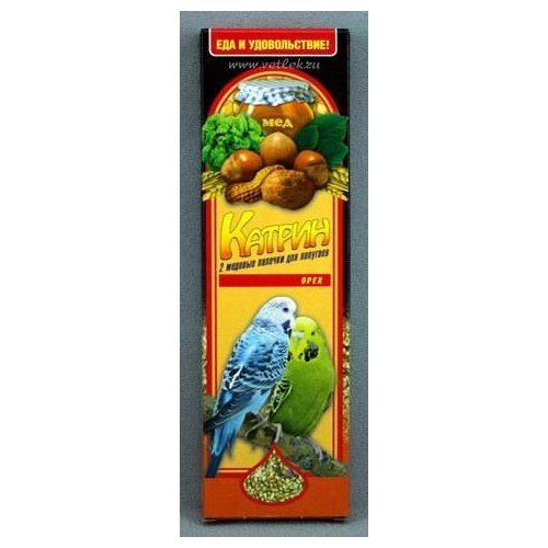 Катрин П-2103 Палочки для волнистых попугаев Мед+Орех 2шт, 100гр, 100 гр (7 штук)