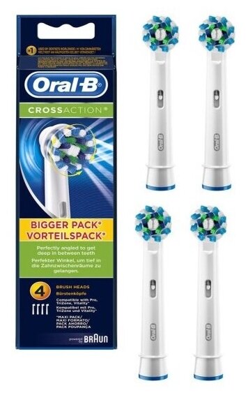 Набор насадок Oral-B Cross Action CleanMaximiser для ирригатора и электрической щетки, белый, 4 шт.