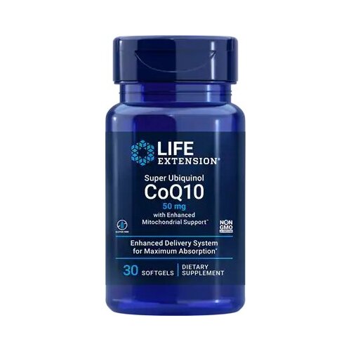 Super Ubiquinol CoQ10 with Enhanced Mitochondrial Support (Супер Убихинол CoQ10 с усиленной поддержкой митохондрий) 50 мг 30 капсул, Life Extension  - купить