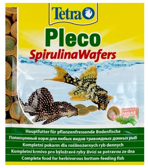 Корм для крупных растительноядных донных рыб Tetra Pleco Spirulina Wafers 15г