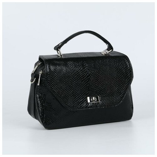 Сумка-мессенджер Саломея отдел на клапане, длинный ремень, черная