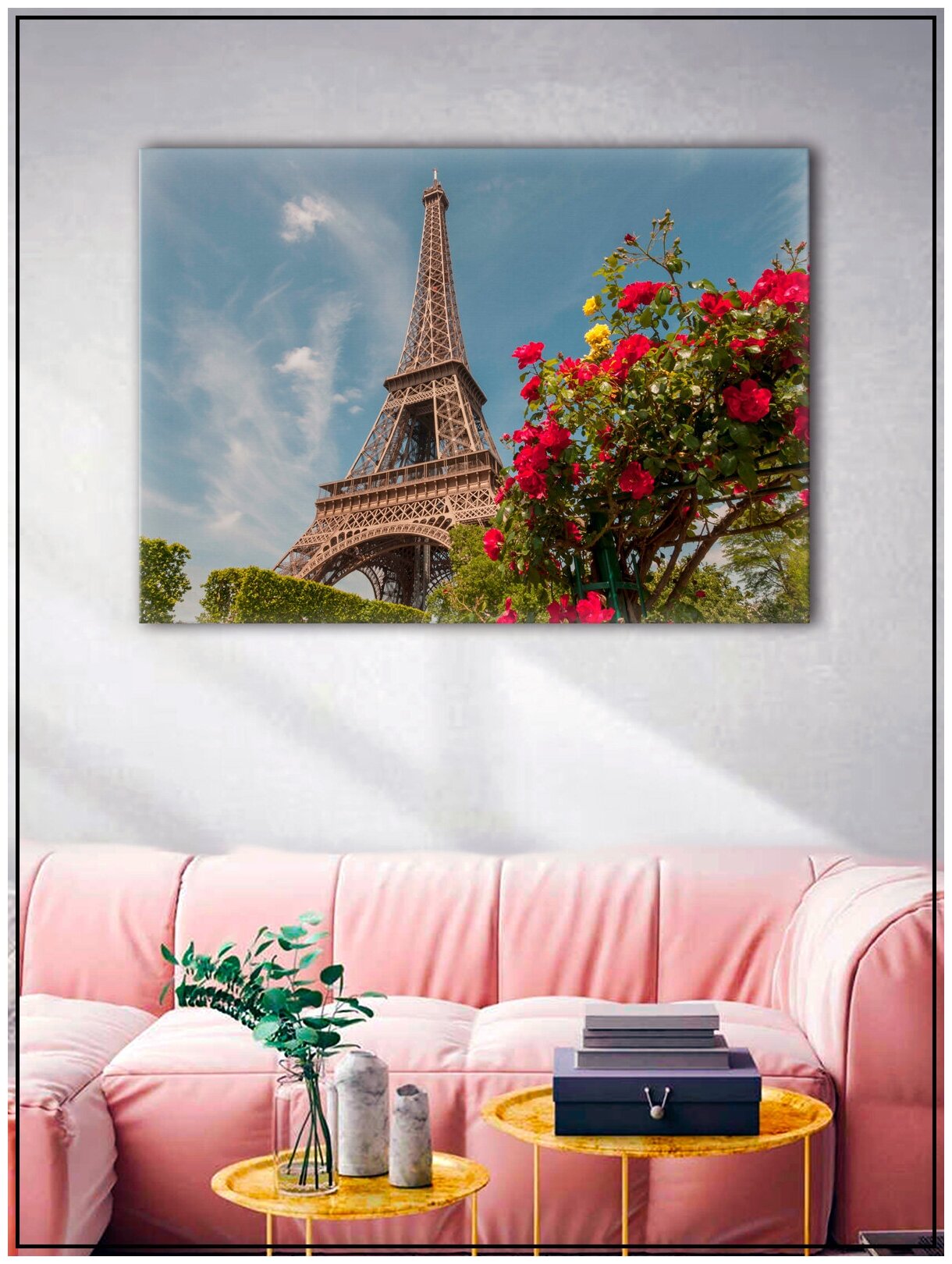 Картина для интерьера на натуральном хлопковом холсте "Эйфелева башня", 30*40см, холст на подрамнике, картина в подарок для дома