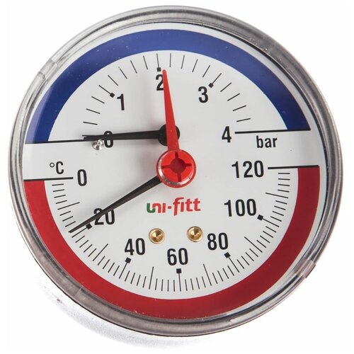 Термоманометр UNI-FITT аксиальный до 120С до 4 бар D80 мм 310P 1331₽