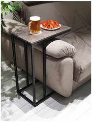 Столик приставной прикроватный для ноутбука в стиле Лофт / Стол журнальный придиванный кофейный темный камень