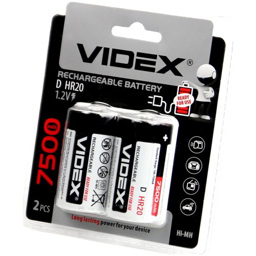 фото Аккумулятор videx hr20/d 7500mah 2bl (lsd, низк. саморазряд)