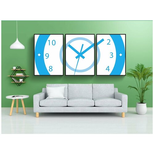 фото Набор модулных постеров для интерьера "часы, синий, белый" 60x90 см. в тубусе, без рамки lotsprints