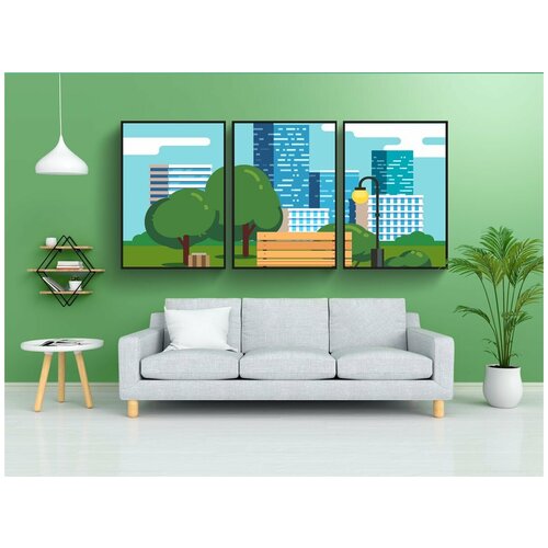 фото Набор модулных постеров для интерьера "здания, небеса, парк" 60x90 см. в тубусе, без рамки lotsprints