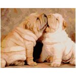 Картина по номерам Артвентура «Собачьи нежности» (Холст на подрамнике, 40х50 см) - изображение