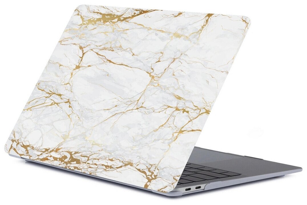 Чехол накладка для ноутбука Apple Macbook Pro 16 дюймов 2019 A2141 мрамор белый с золотым