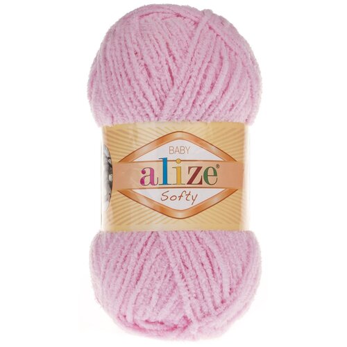 Пряжа Alize Softy детский розовый (185), 100%микрополиэстер, 115м, 50г, 1шт пряжа alize softy цв 185 детский розовый 100%микрополиэстер 115м 50г 2 мотка