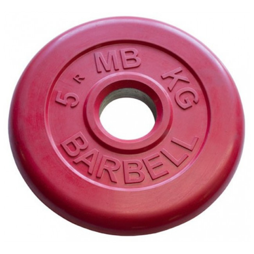 5 кг диск (блин) MB Barbell (красный) 26 мм. 5 кг диск блин mb barbell черный 26 мм