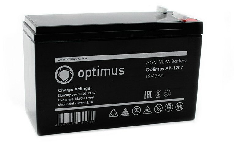 Optimus AP-1207 Аккумуляторная батарея 12В, 7Ач